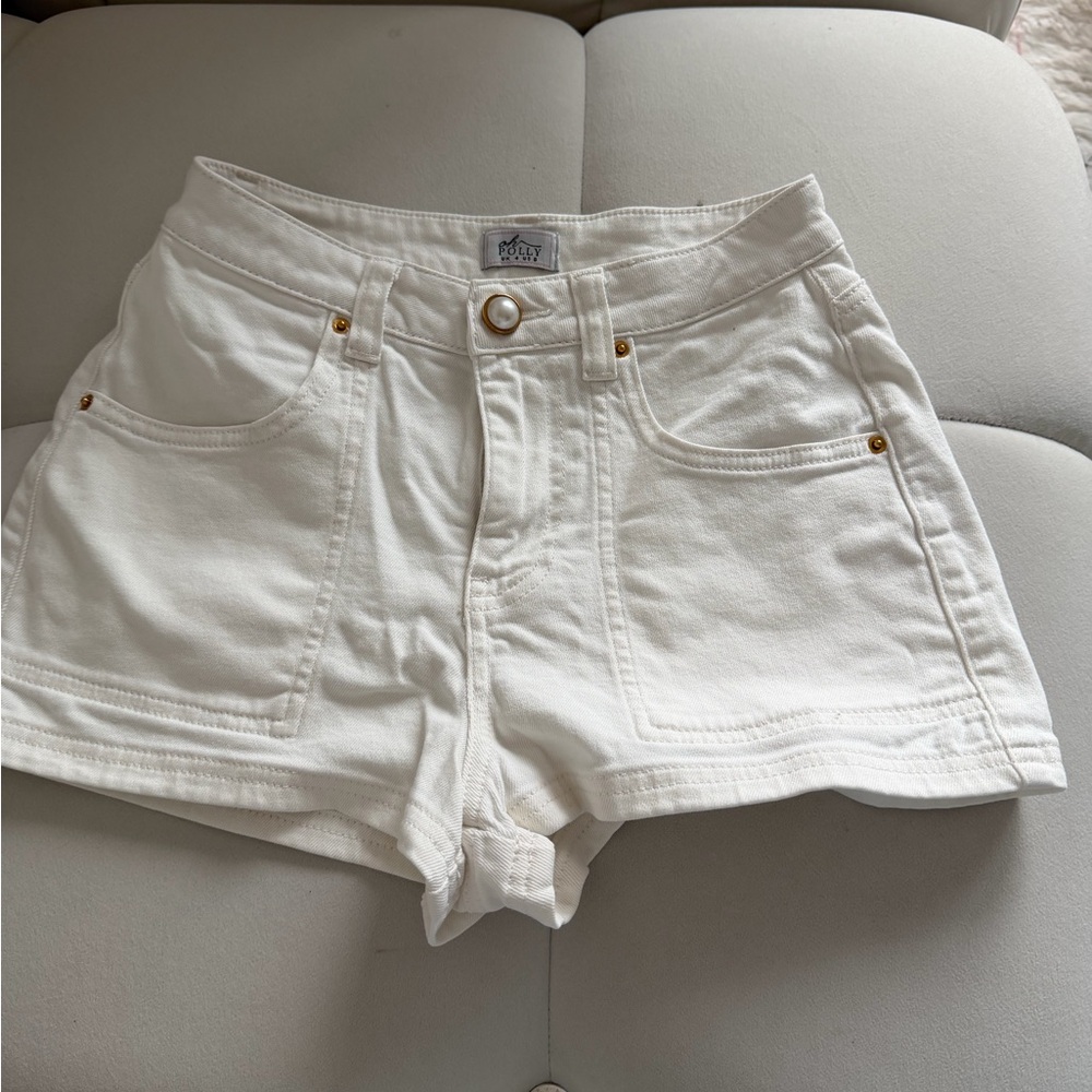Oh Polly White Jean Shorts